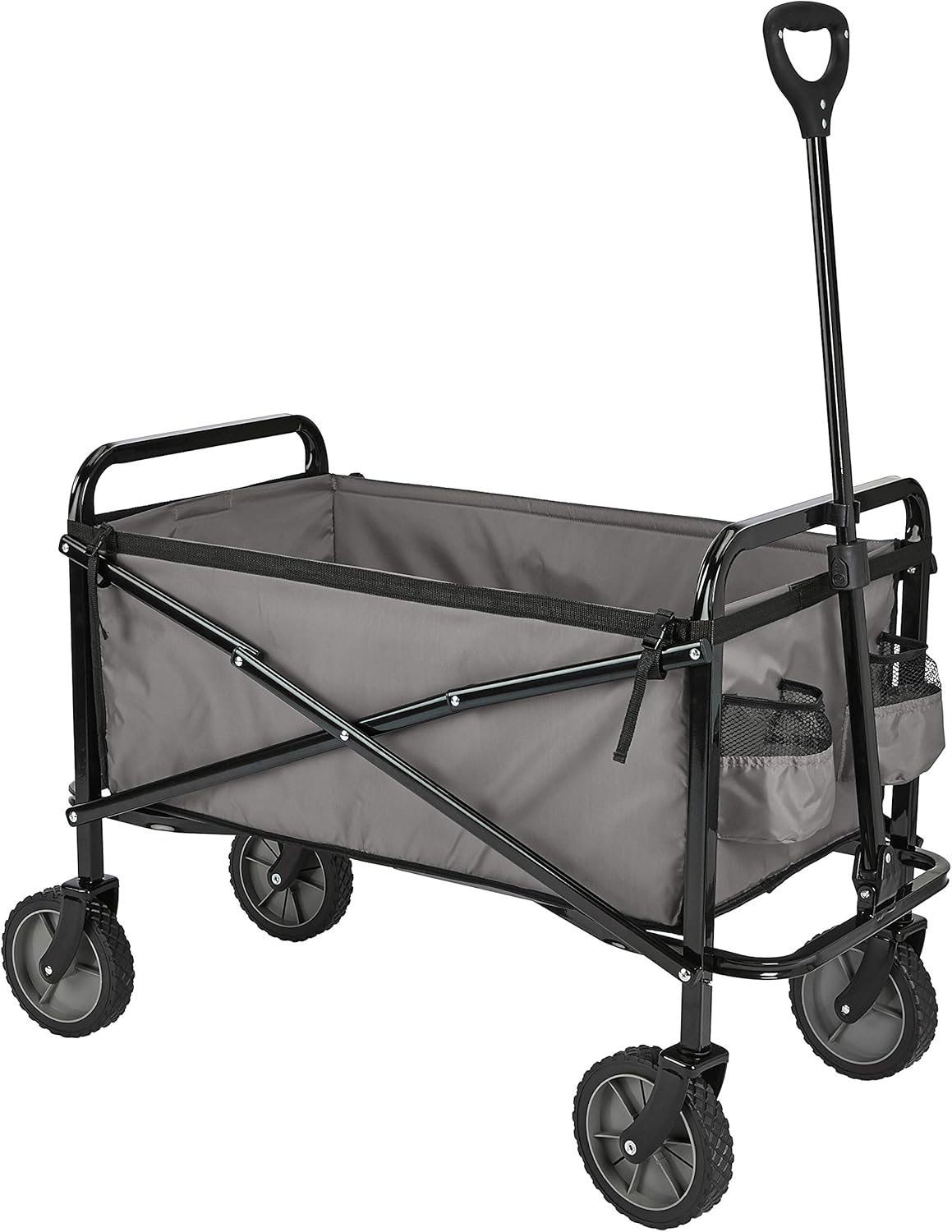 Amazon Basics Collapsible Heavy Duty Utility Wagon for Outdoor Sports, Camping, Garden, and Pets, Portable with Handle, 265 pounds Weight Capacity, 27.6 x 40.9 x 20 inches, Red