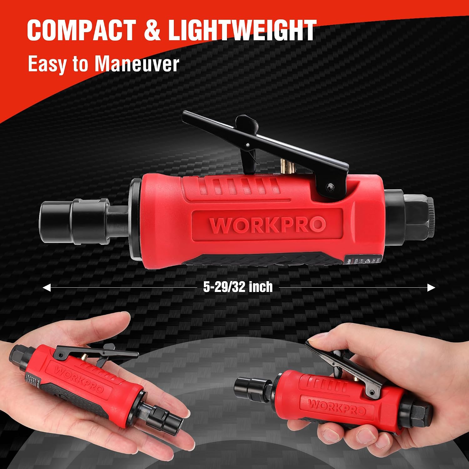 WORKPRO Pneumatic Straight Die Grinder, 25000 RPM, 1/4" & 1/8" Collets