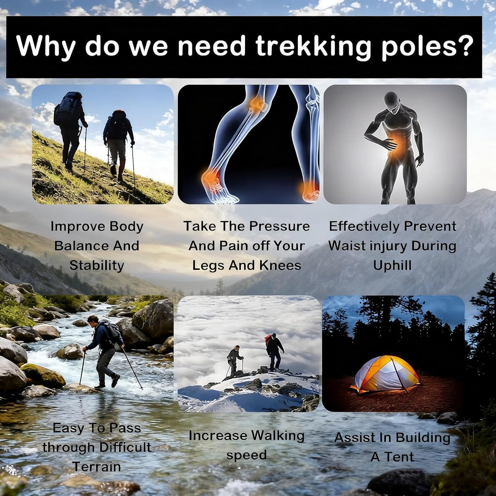 Retractable Trekking Pole Aluminum Alloy Walking Poles Portable Hiking Pole Suitable for Outdoor Activities Such as Mountaineering,Traveling,and Cross-Country Running