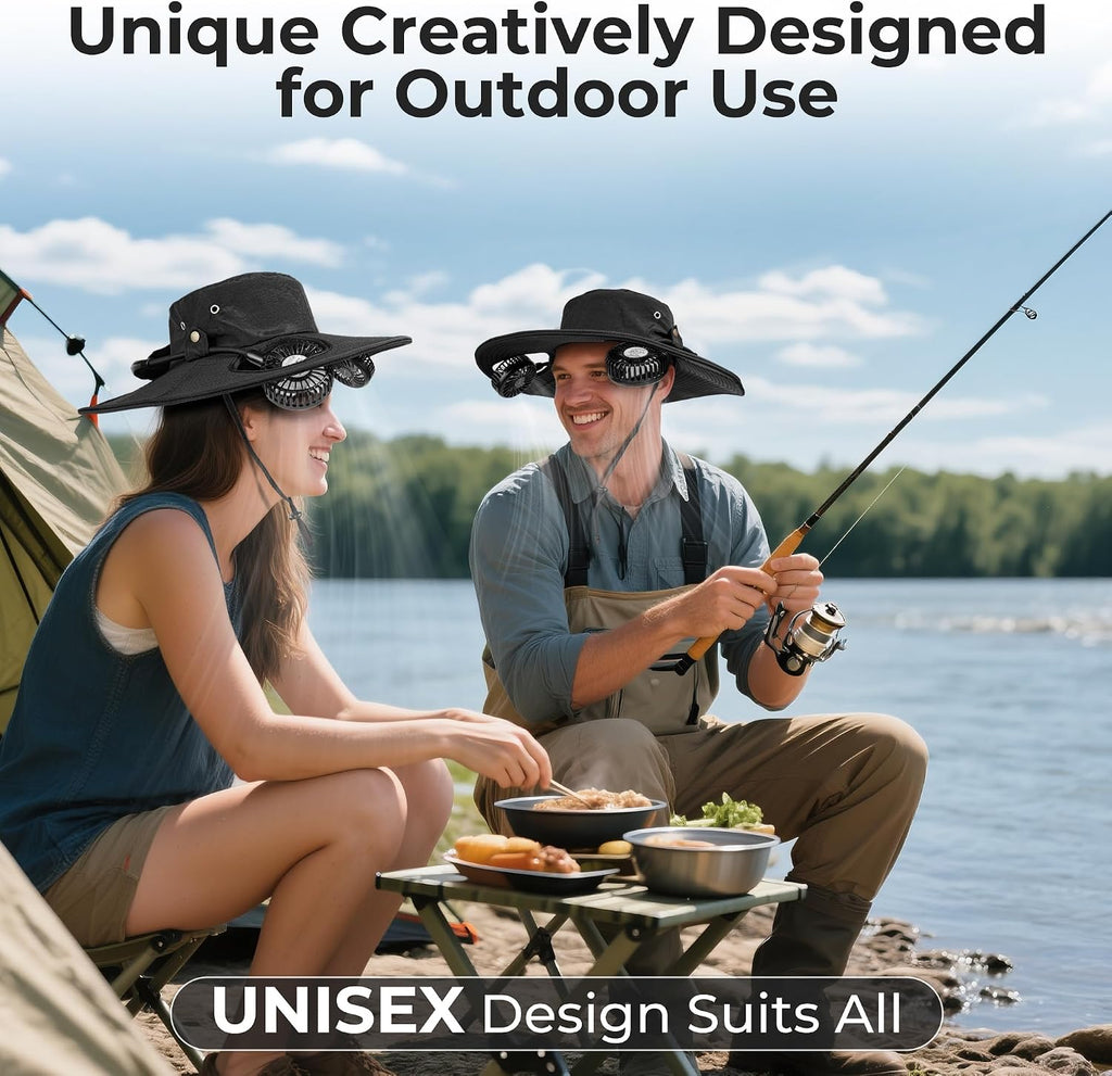 AMACOOL Bucket Hat Fan, Gifts for Him Father Dad Husband, Fishing Essentials for Women Men Camping Hiking Beach Gardening