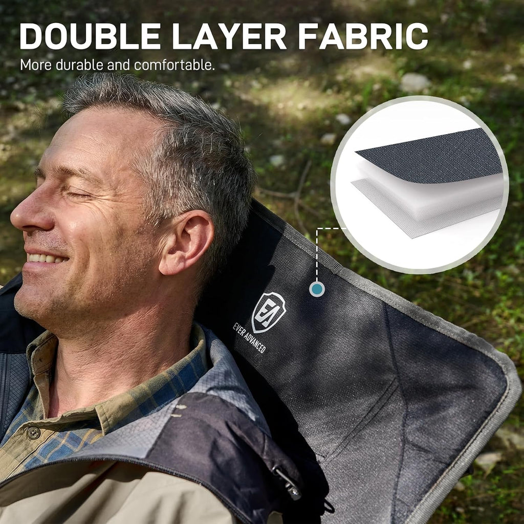 EVER ADVANCED Reclining Camping Chairs for Adult Supports 350lbs Grey