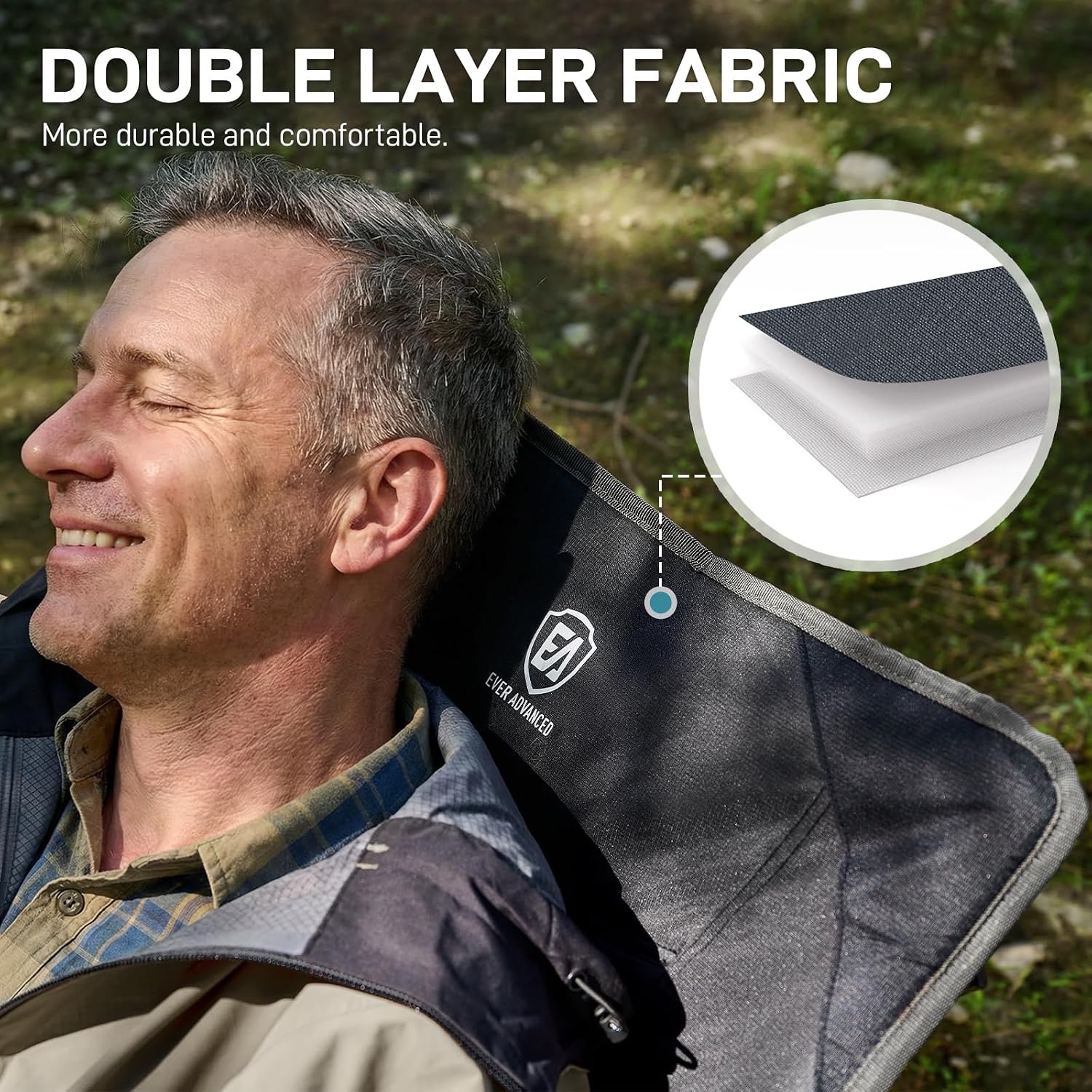 EVER ADVANCED Reclining Camping Chairs for Adult Supports 350lbs Grey