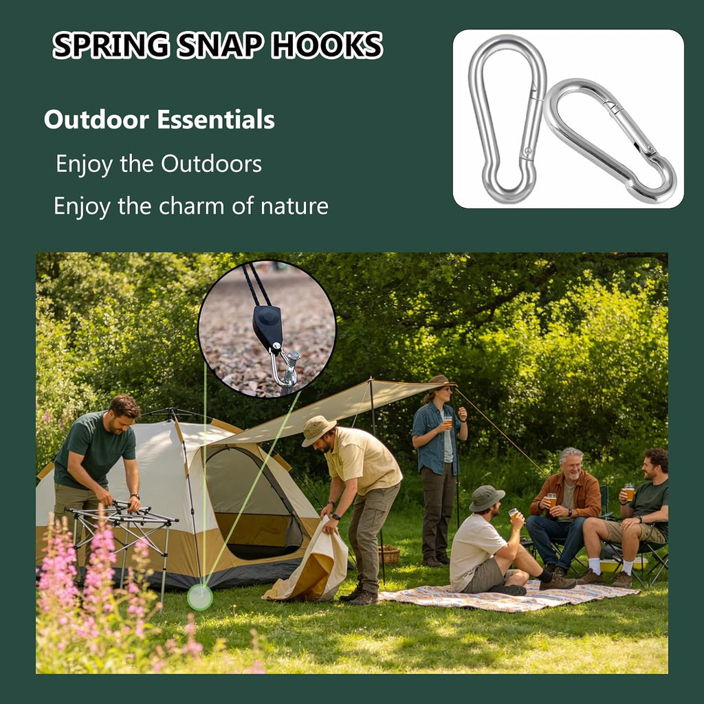 Spring Snap Hook Carabiners, Carabiner Clip, Heavy Duty Galvanized Steel Spring Clip, Quick Link Key Chain for Swing Hammock Gym Outdoor, Holding Capacity