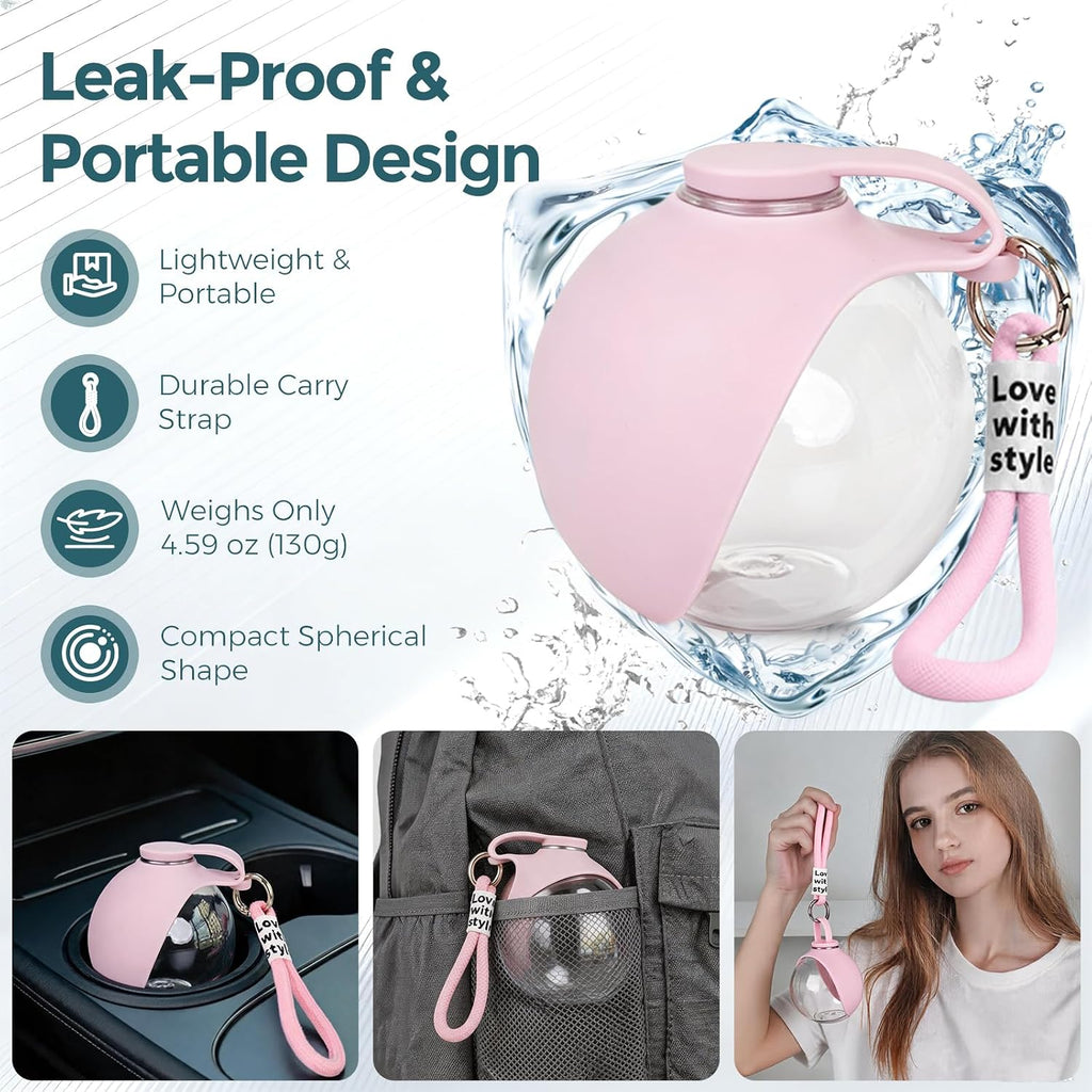Portable 10oz Dog Water Bottle, Leakproof Cup with Folding Silicone Bowl