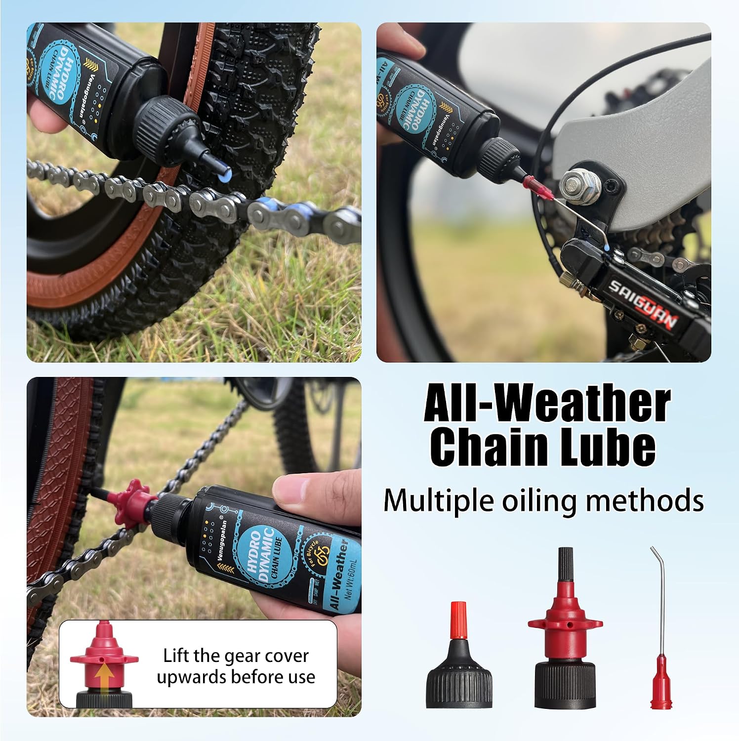 Bike Cleaning Kit Including Bicycle Chain Cleaner Degreaser, Chain Scrubber, Cycling Chain Lube, Cleaning Brush Tool, Gear Floss for Mountain Bike/MTB, Road Bike, Ebike and Trail Bikes