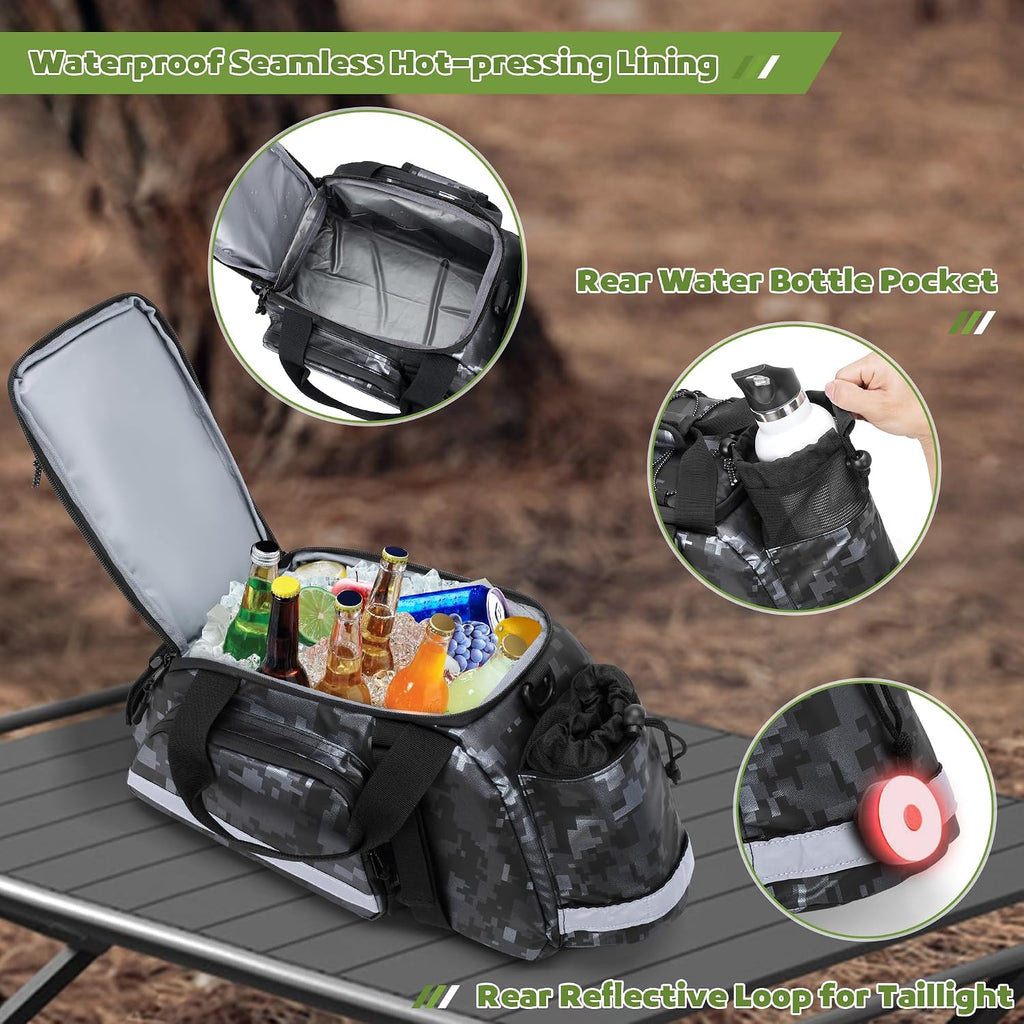 GRAOSO Bike Rear Rack Bag with Cooler Bag, Pannier Bags for Bicycles, 12L