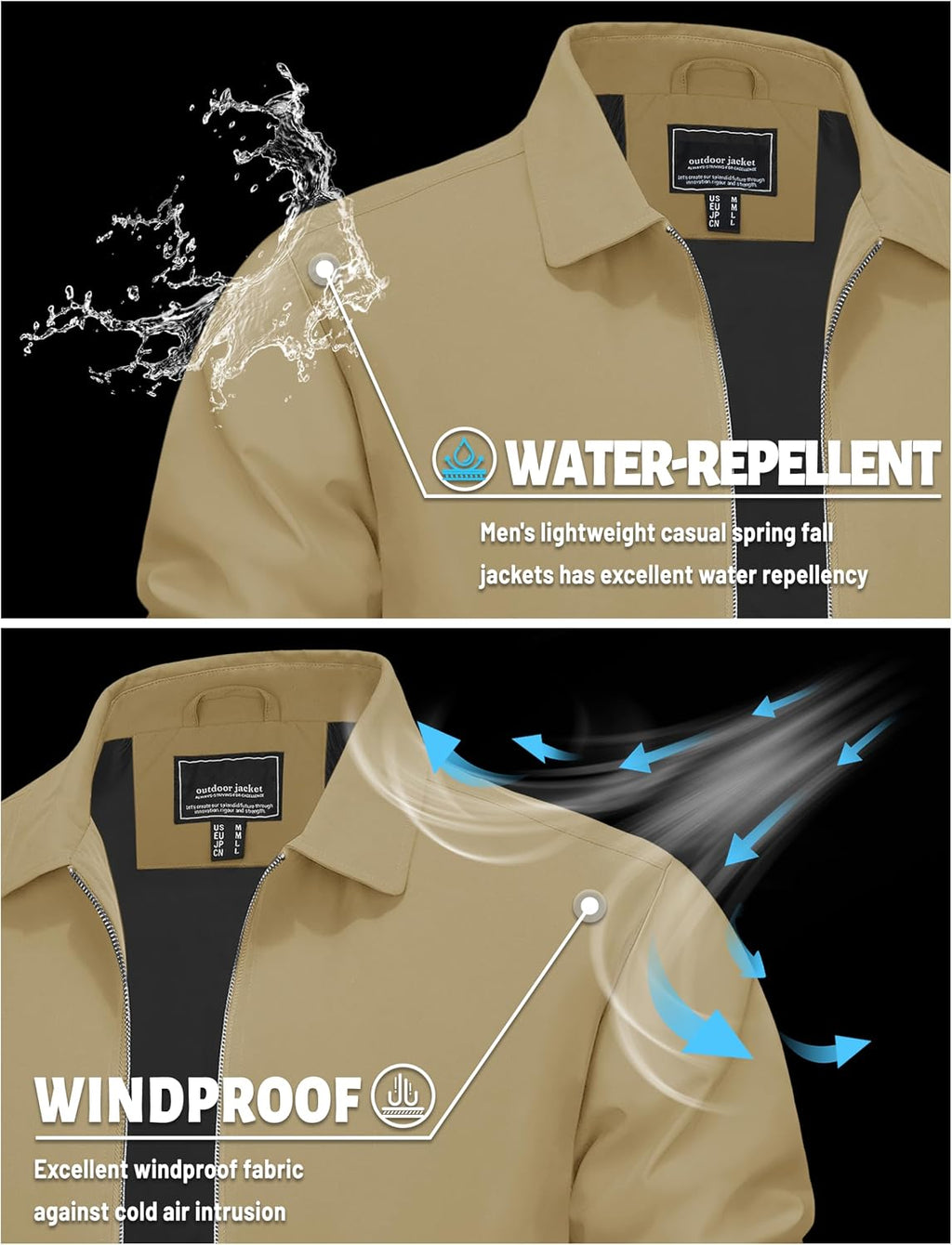 TACVASEN Men's Lightweight Jacket Fall Water-repellent Windbreaker Jackets