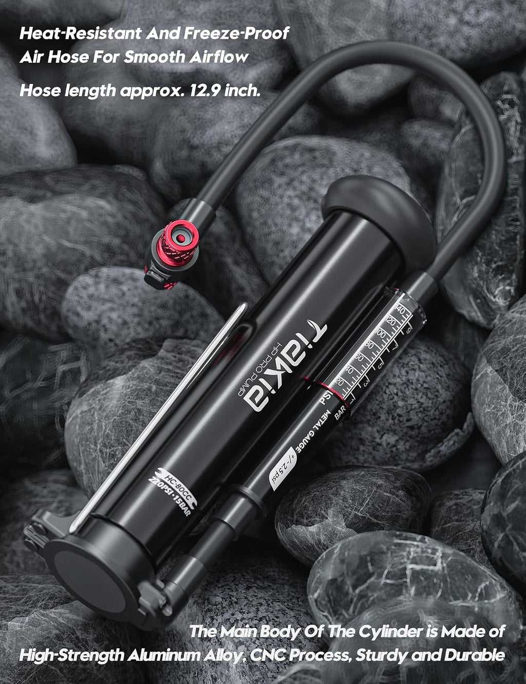 Tiakia Bike Floor Pump with Gauge, Bike Pump for Road Mountain Bikes