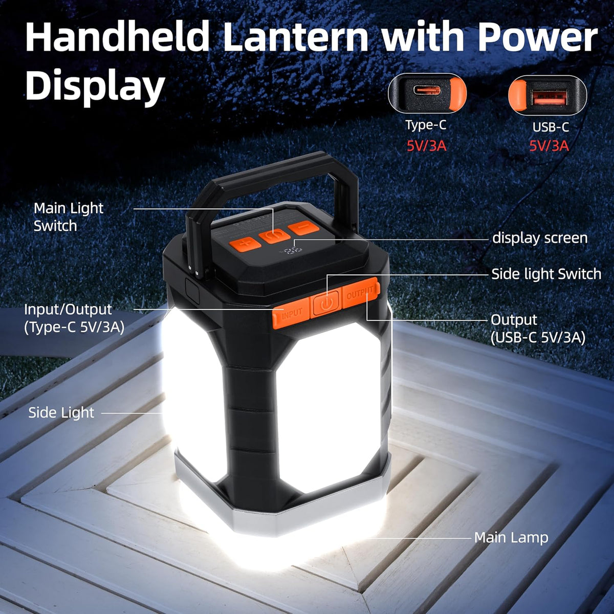 Sinvitron Camping Lantern Rechargeable–30,000mAh Portable Camping Lights, QC3.0 Fast Charging,1000 Lumens,350H Runtime,IPX5 Waterproof Emergency Light for Hurricanes,Power Outages,Camping
