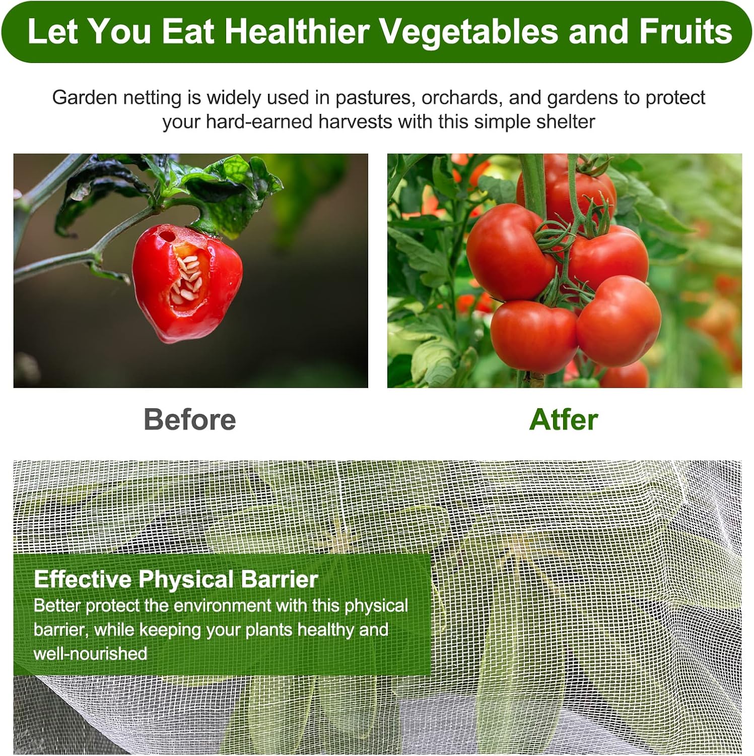 Jevrench 8 x 25 ft Garden Netting Row Cover, Ultra Fine Mesh for Plants