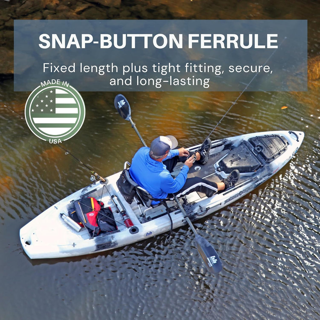 Bending Branches Angler Ace Snap-Button Kayak Fishing Paddle – Lightweight Carbon Shaft, Carbon-Reinforced Nylon Blades, 2-Piece Design, Durable Performance for Fishing & Touring Kayaks
