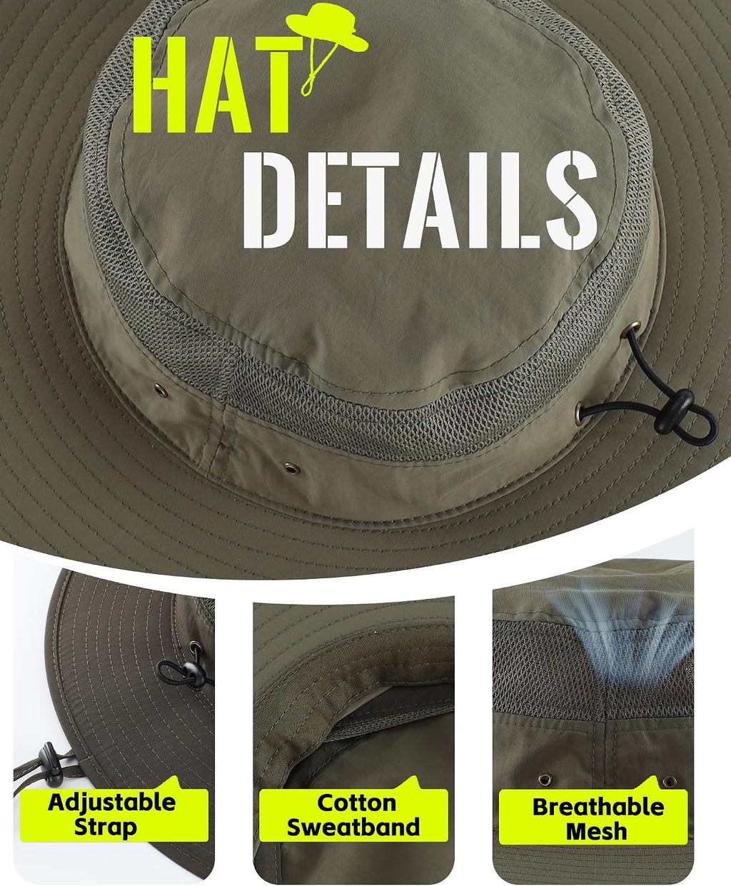 Home Prefer UPF 50+ Men's Sun Hat Wide Brim Bucket Hat UV Protection Hat for Mens Womens Beach Safari Gardening Golf Fishing