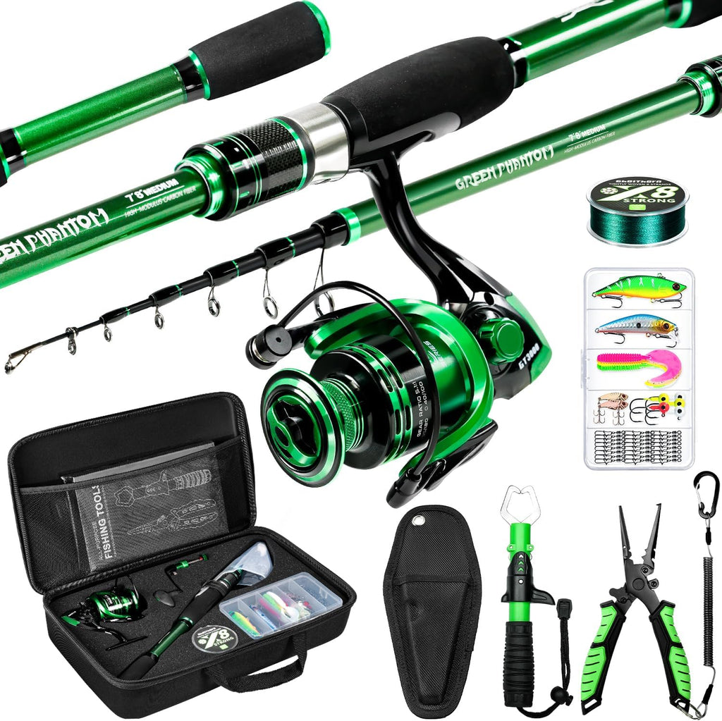Ghosthorn Telescopic Fishing Rod and Reel Combo,Spinning Travel Kit