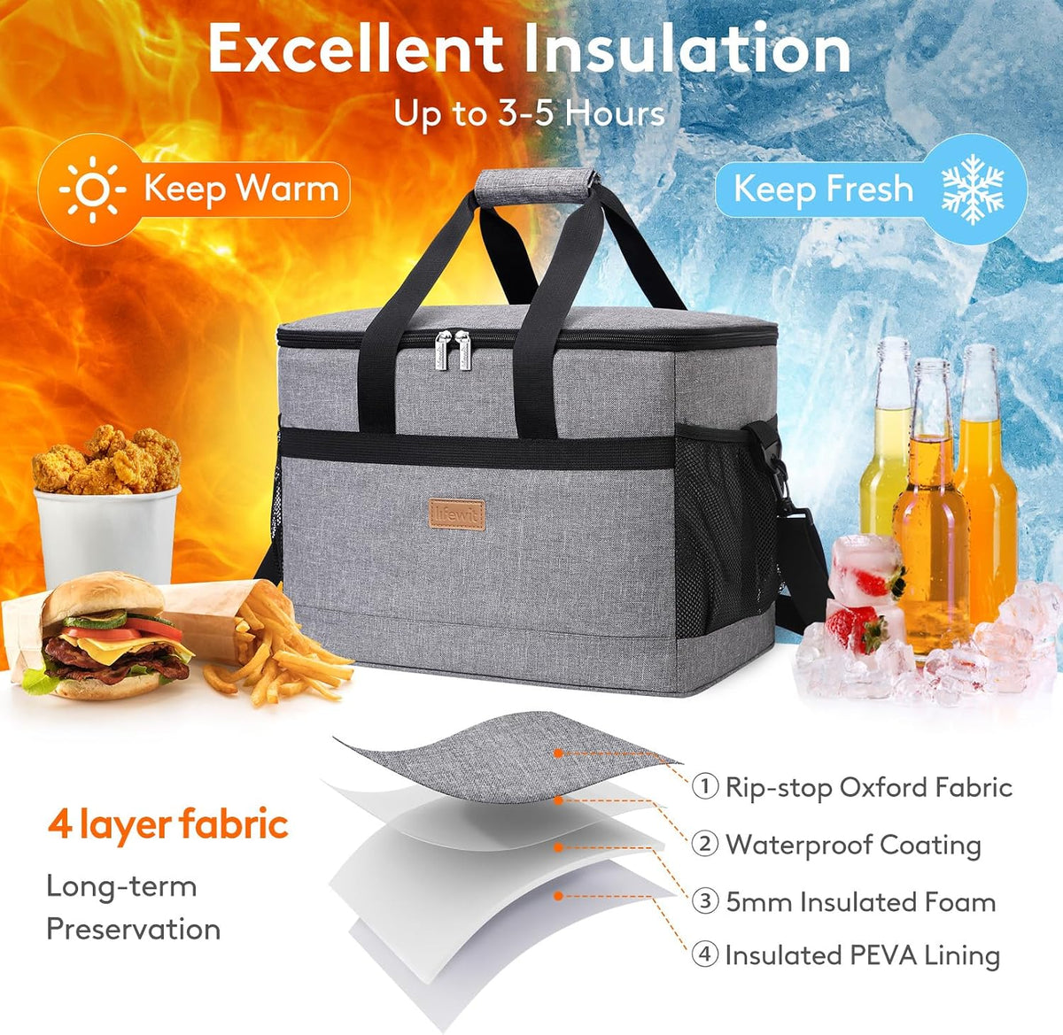 Lifewit Cooler Bag 30/50/60 Cans Collapsible, Insulated Large Lunch Bag