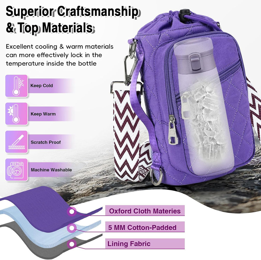 AGLOD Water Bottle Carrier Bag with Strap, Water Bottle Holder Crossbody Bags for Women Men for Walking, Hiking,Cycling