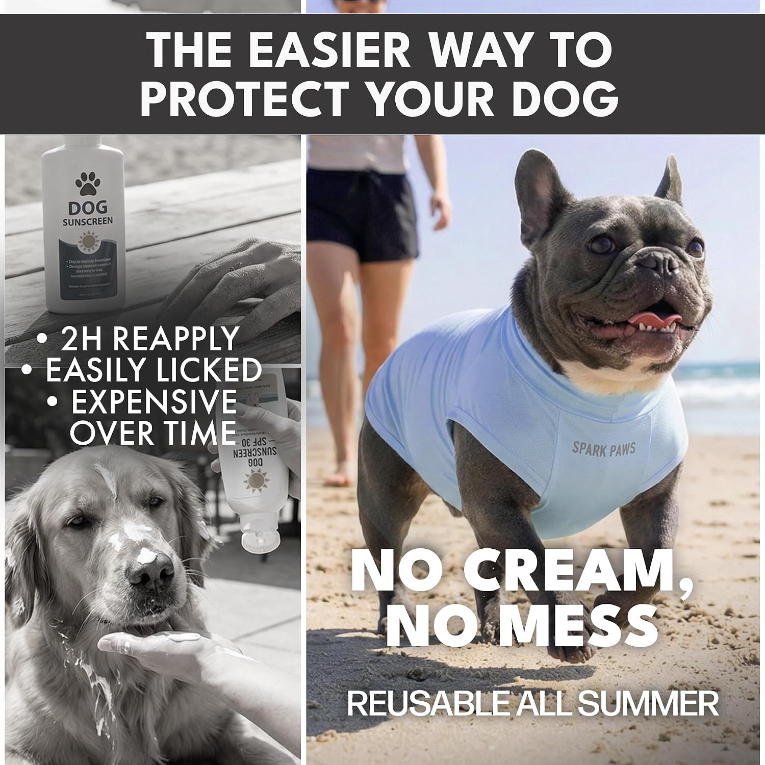 Spark Paws Sunblock Dog T-Shirt, SPF 30 UV Sun Protection, Summer Cooling