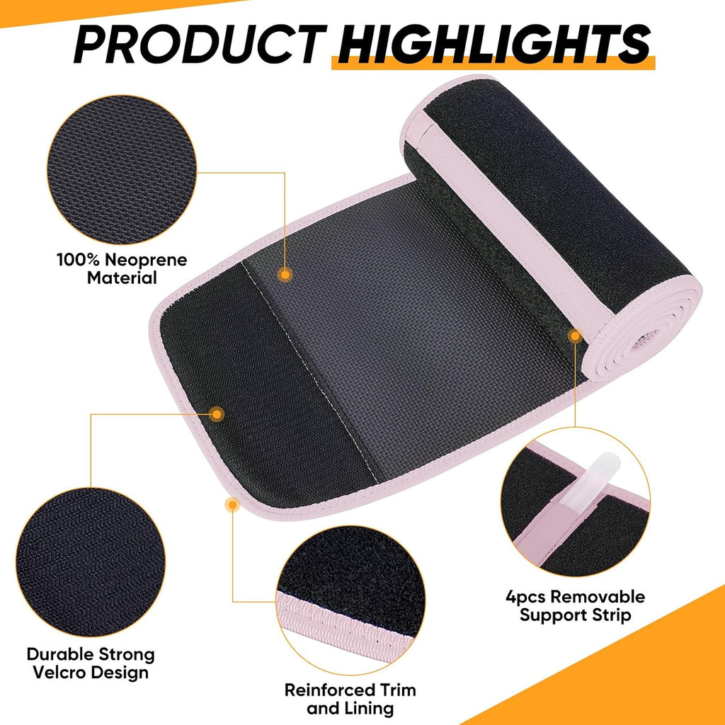APEXUP Waist Trainer for Women Lower Belly Fat, Men Sweat Band, Stomach Wrap, Waist Trimmer with Removable Lumbar Support
