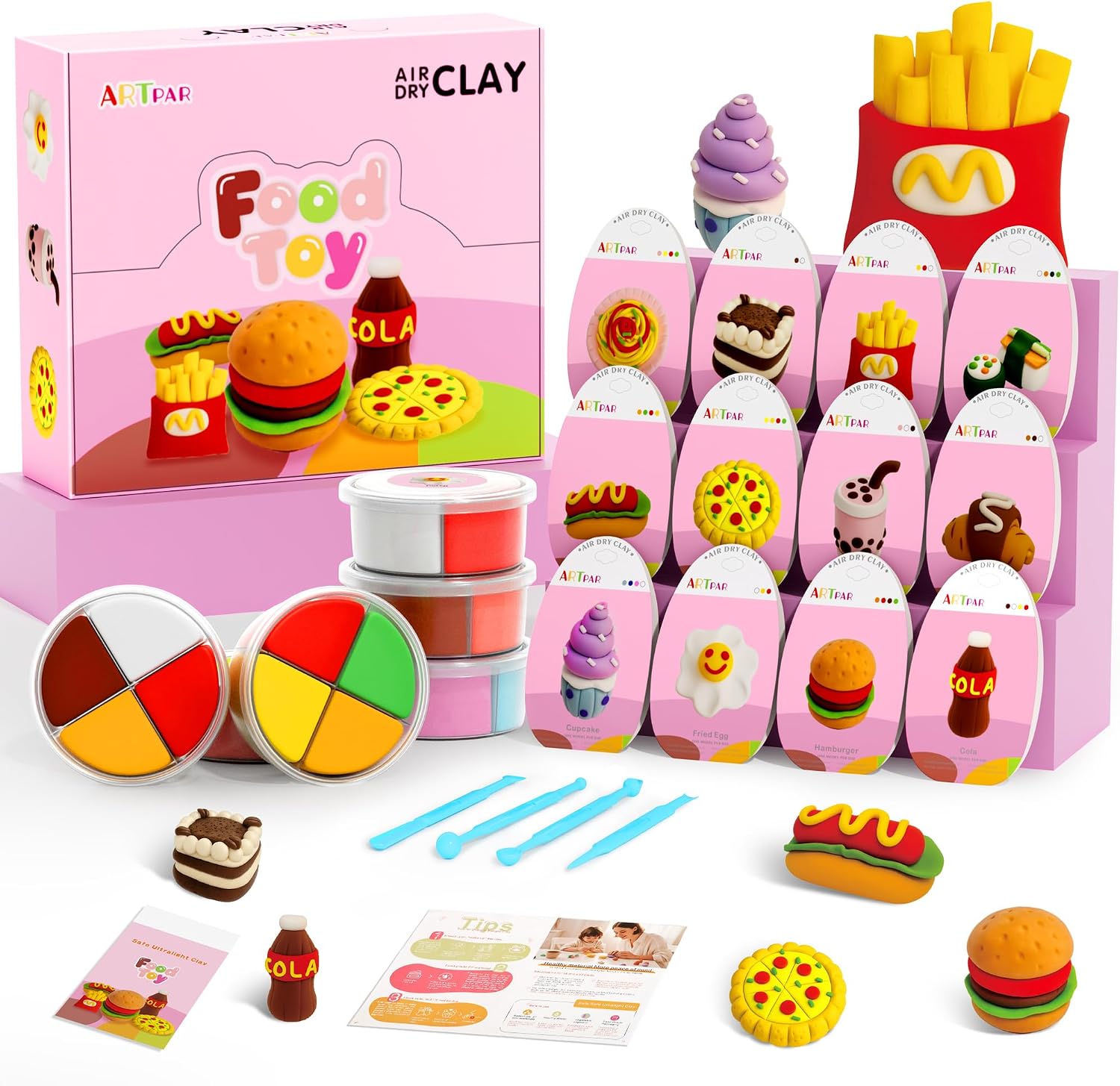ARTPAR Air Dry Clay Kit for Kids - 12 Fruit DIY Modeling Magic Clay Sets