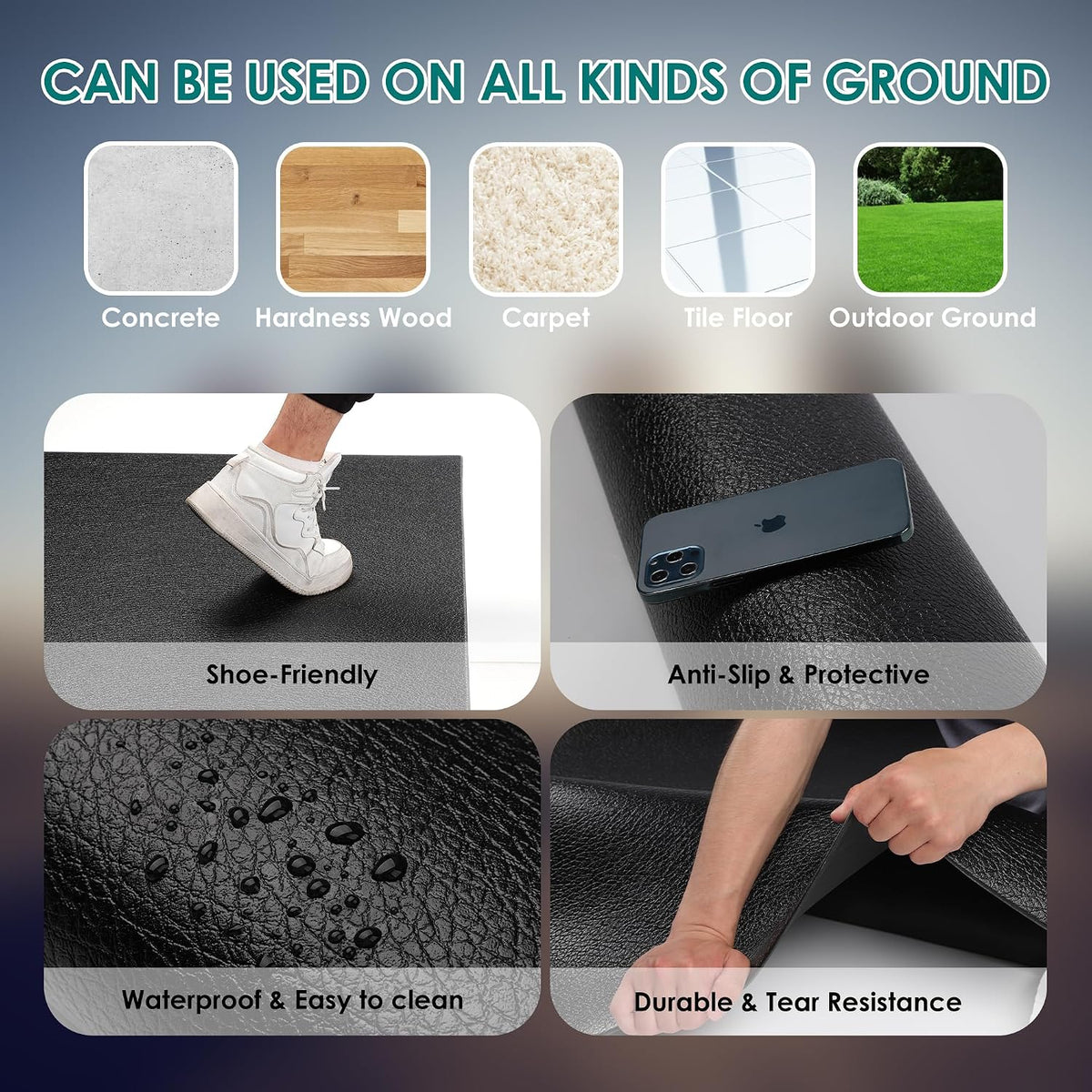 BesWin Large Exercise Mat, 8' x 6'/8' x 4'/6' x 4' (6mm/8mm)