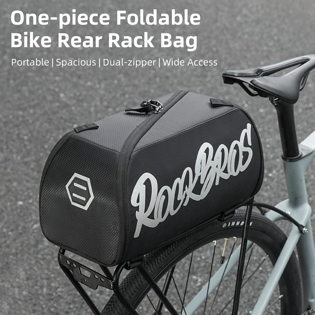 ROCKBROS One-Piece Folding Bike Rear Rack Bag 12L/15L with Strap