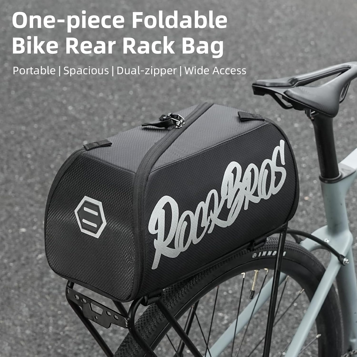 ROCKBROS One-Piece Folding Bike Rear Rack Bag 12L/15L with Strap