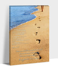 Footprints in the Sand Wall Art Decor, Footprints in the Sand Canvas Prints Wall Art, Inspirational Christian Poem Wall Poster Gift, Beach Picture Wall Art for Living Room Beach Office 12"Wx18"HInches