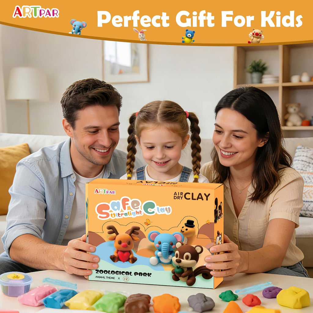 ARTPAR Air Dry Clay Kit, 12 Animals Modeling Magic Clay, Kids Crafts Gifts