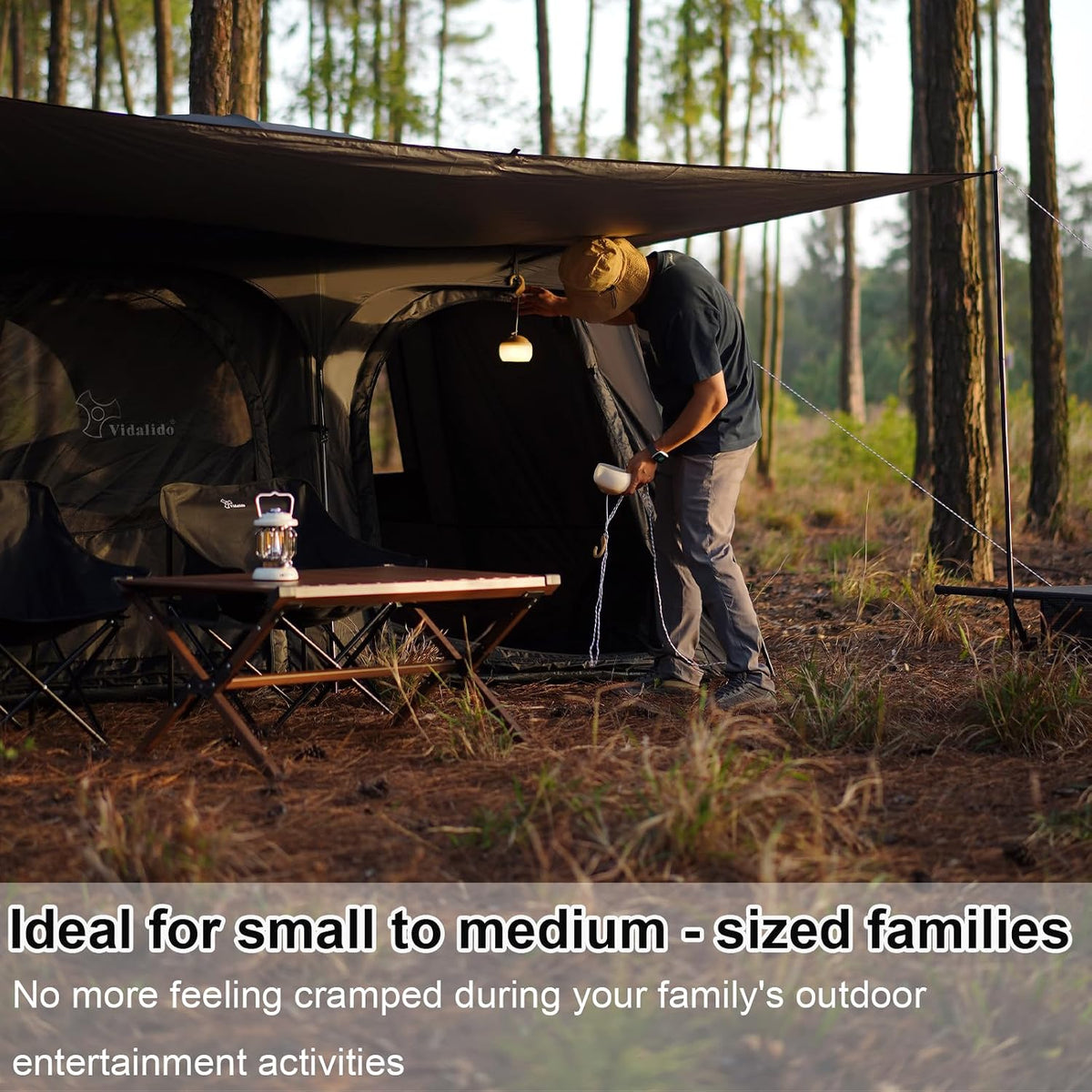 Vidalido Tents，3-4 Person Camping Tent with Extended Vestibule，Weather Resistant Family Tents with Breathable Mesh Windows，Easy Install Waterproof Outdoor Tent for Backpacking and Camping Hiking