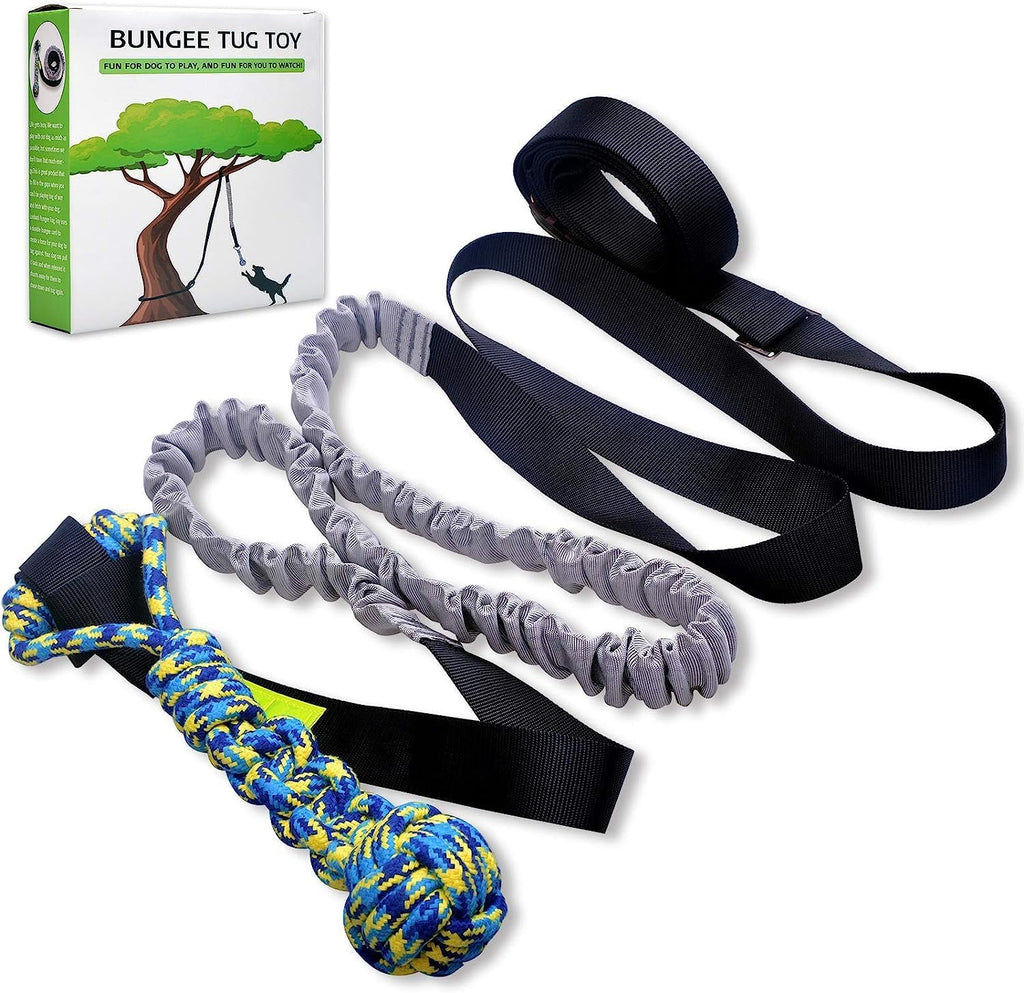 LOOBANI Outdoor Bungee Tug Toy, Interactive Tree Hanging Dog Toys, Black