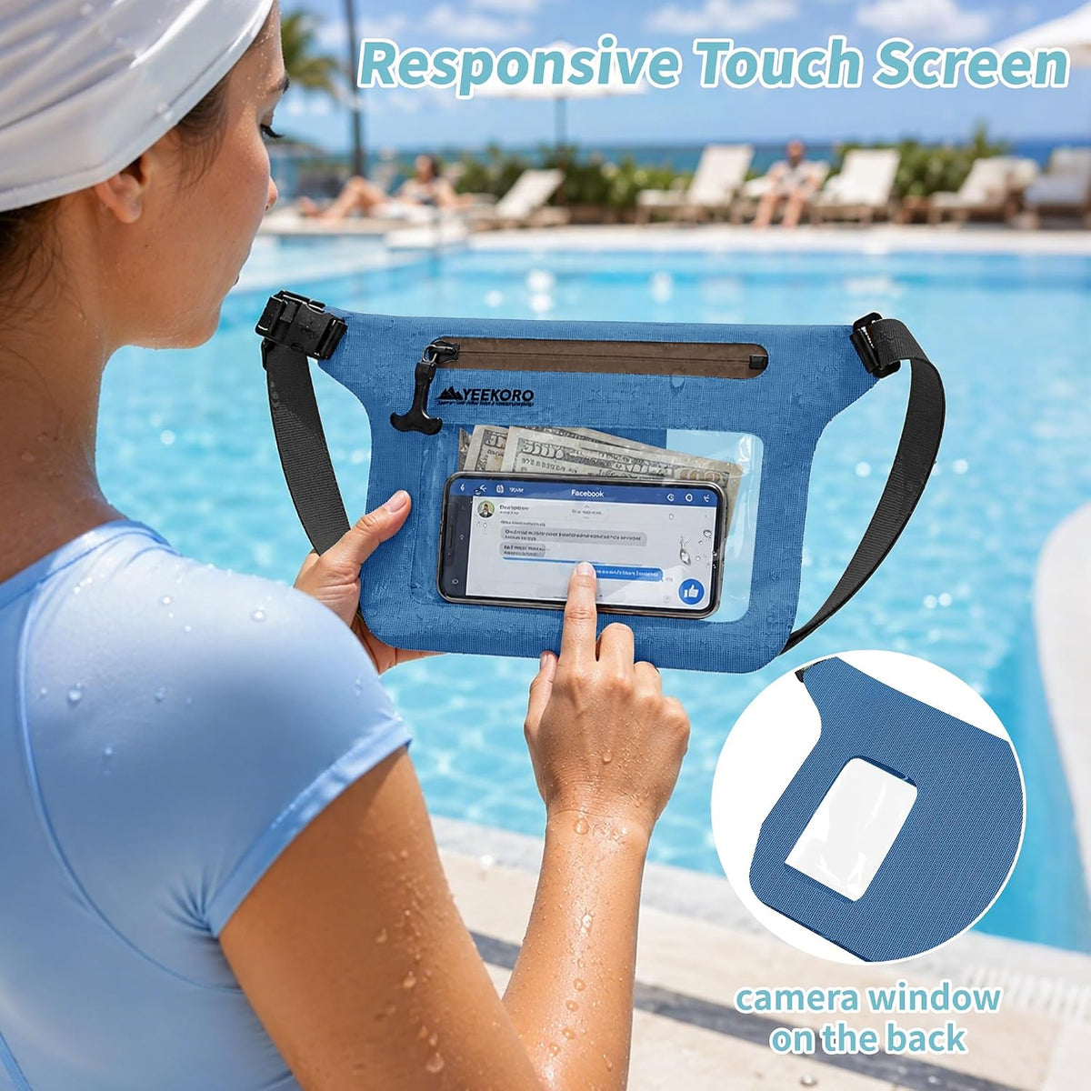 Phone Pouch, IPX8 Waterproof Reusable Fanny Pack,Large Dry Bag