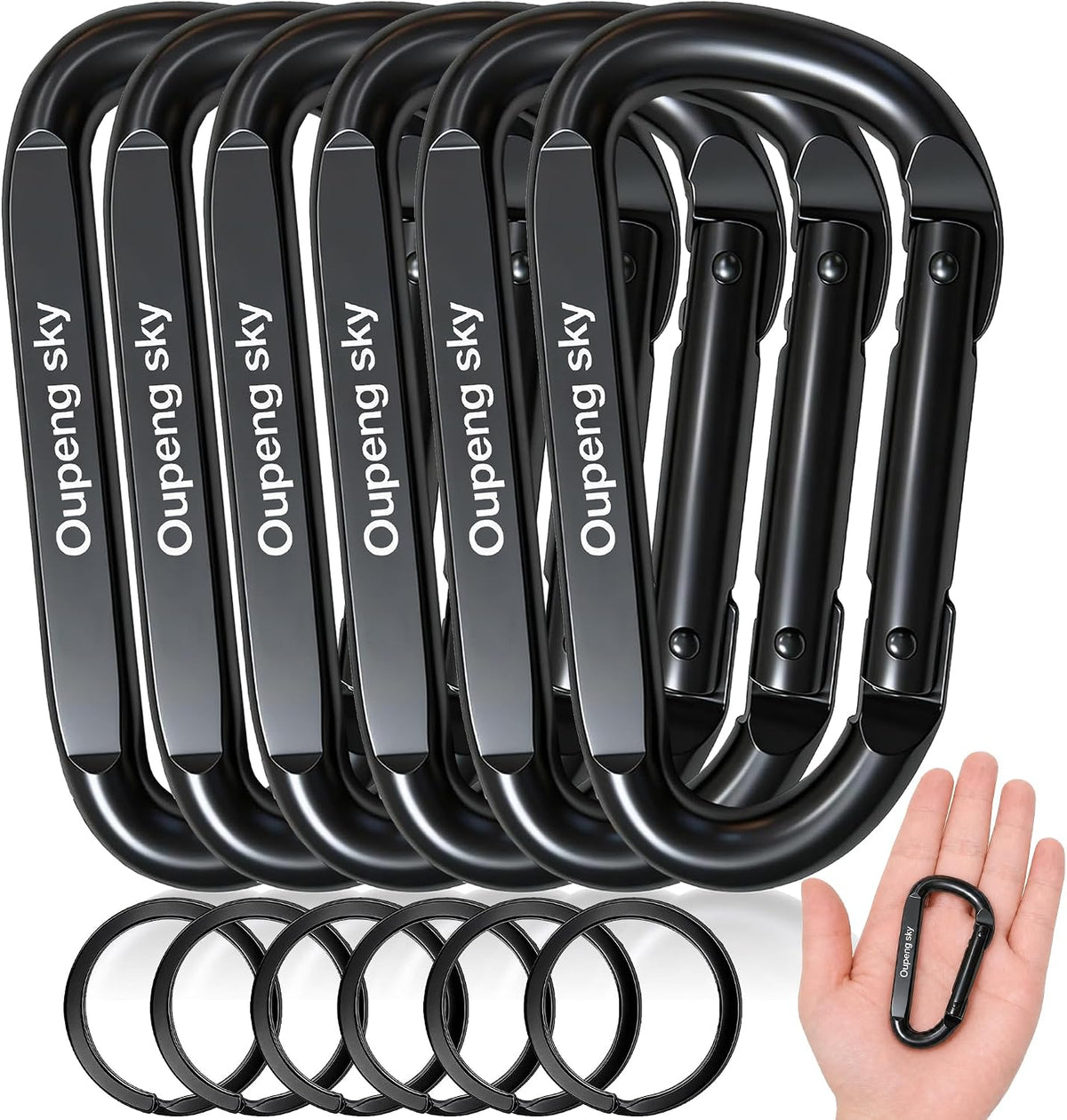 Carabiner Clip, 3" Iron Heavy Duty Carabiners 855lbs-11KN/2475lbs for Hammocks, Hiking,Keychains,Camping Accessories,Outdoors and Gym etc,D Shaped Spring Hook Small Carabiners for Dog Leash,Harness.