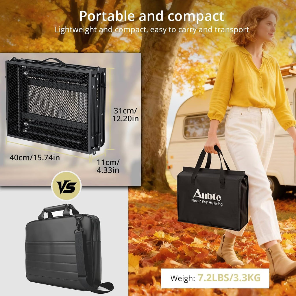 Anbte 3ft Tri-fold Grill Table, 3 Adjustable Heights Max 29.5", 35" x 16"