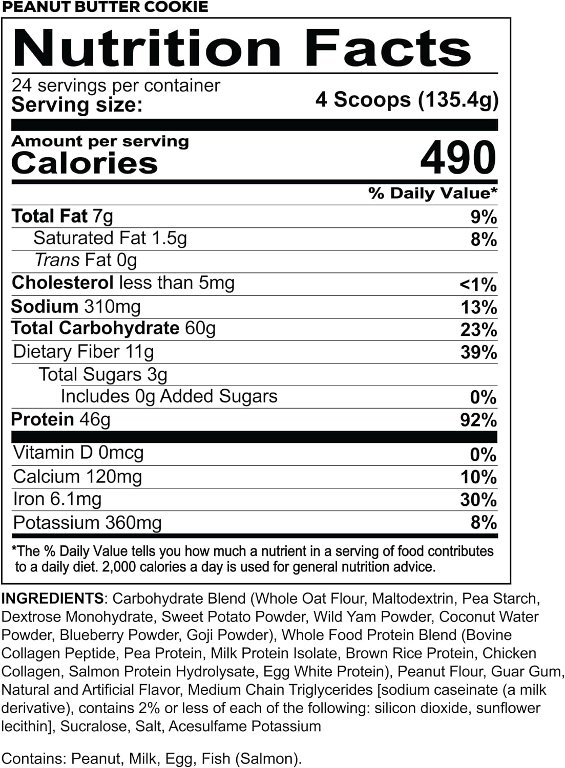 REDCON1 MRE Whole Food Protein Powder, Peanut Butter Cookie - Meal Replacement Made with Animal and Plant Based Protein Sources, Nutrient and Calorie Dense, 0g Added Sugar (24 Servings)
