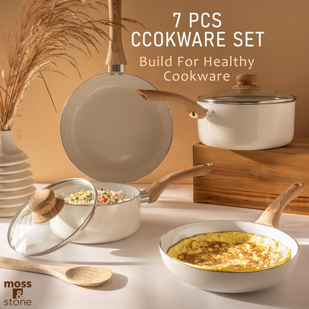 Moss & Stone Pots and Pans Set Nonstick, 6-Piece Induction Cookware Set