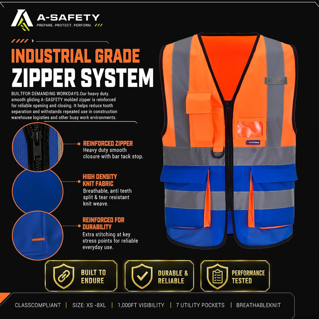 A-SAFETY High Visibility Reflective Safety Vest Customize Logo (XS-8XL)