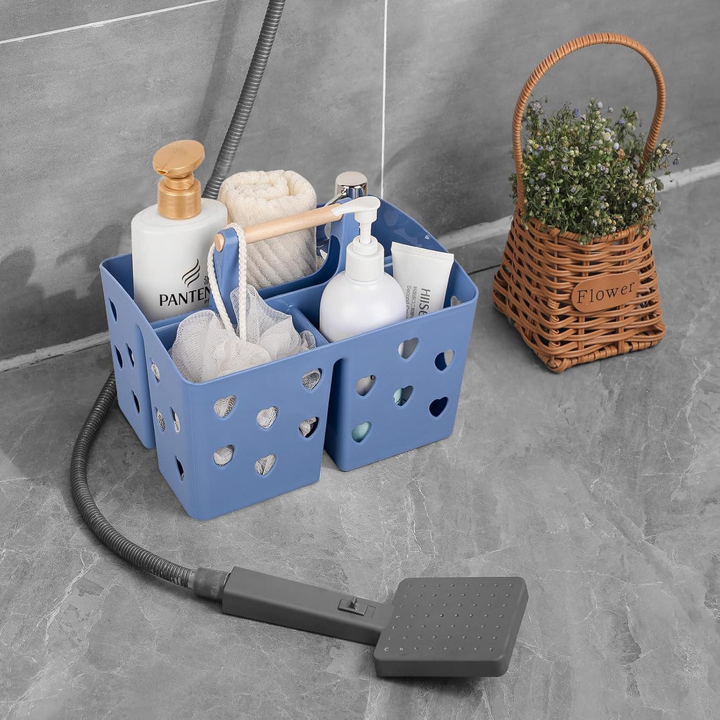 Portable Shower Caddy Plastic Shower Basket Organizer with Handle Dark Blue