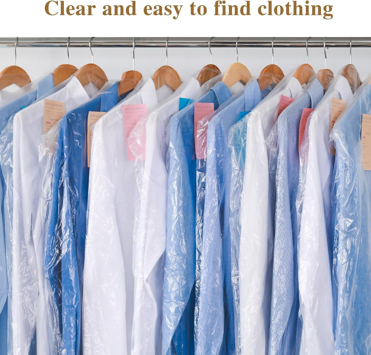 30 Pack Clear Clothes Covers 60x90 cm Plastic Garment Bags for Hanging Clothes Dry Cleaner Bags Hanging Dust-proof Garment Bags for Dry Cleaner, Home Storage, Travel