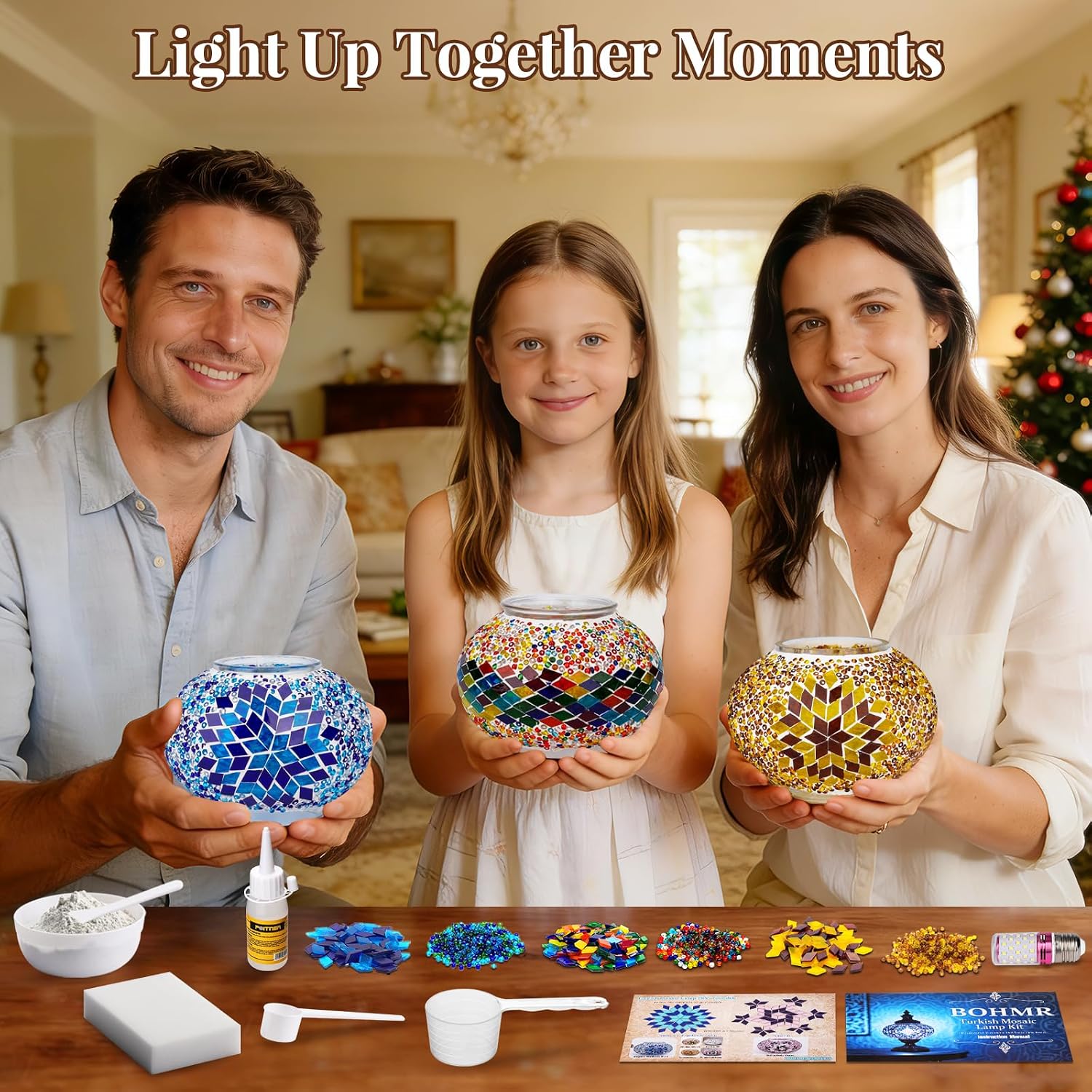 DIY Turkish Mosaic Lamp Kit for Adults/Teens, 5.2" Shade, Multicolor