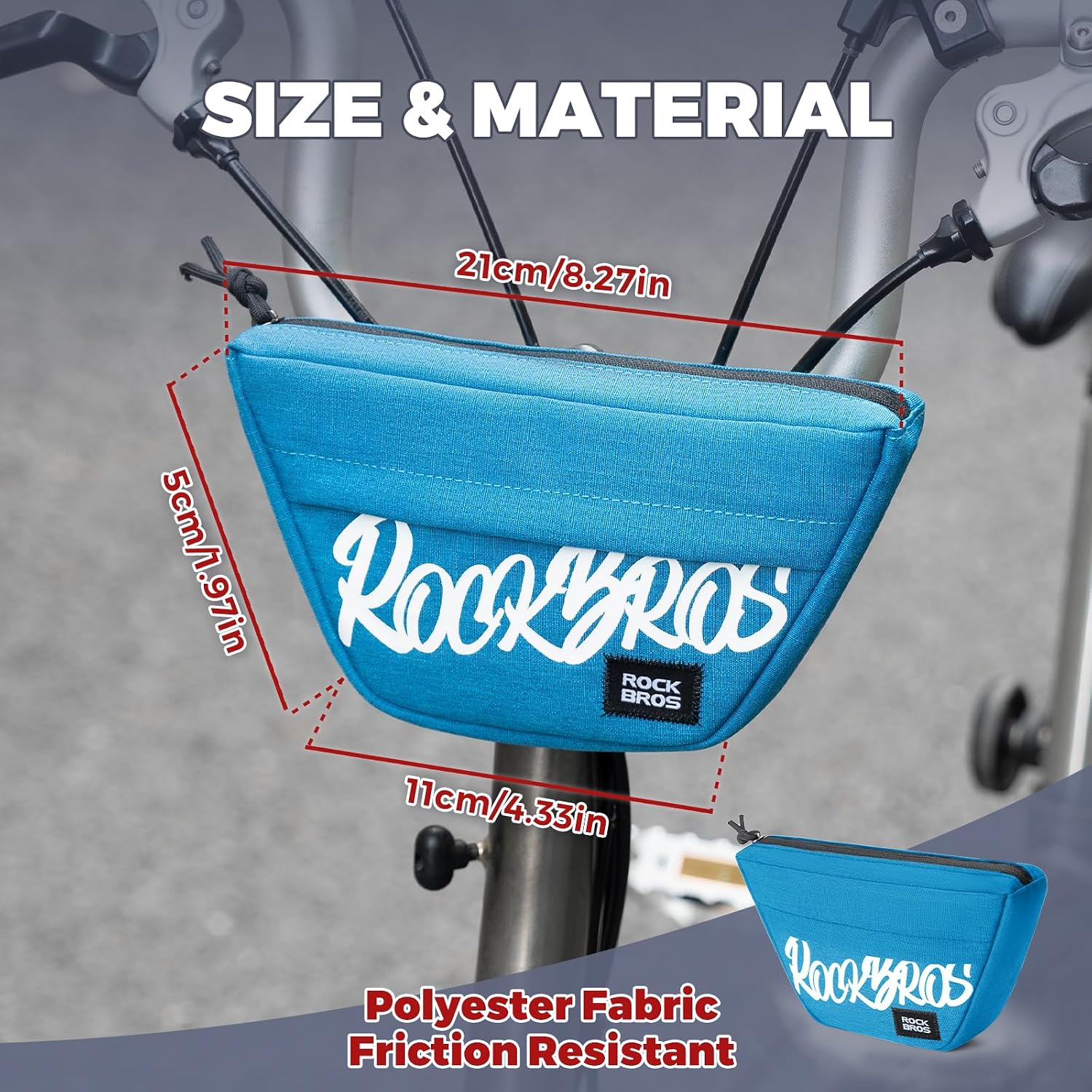 ROCKBROS Bike Handlebar Bag, Compact Front Storage Pouch for Cycling