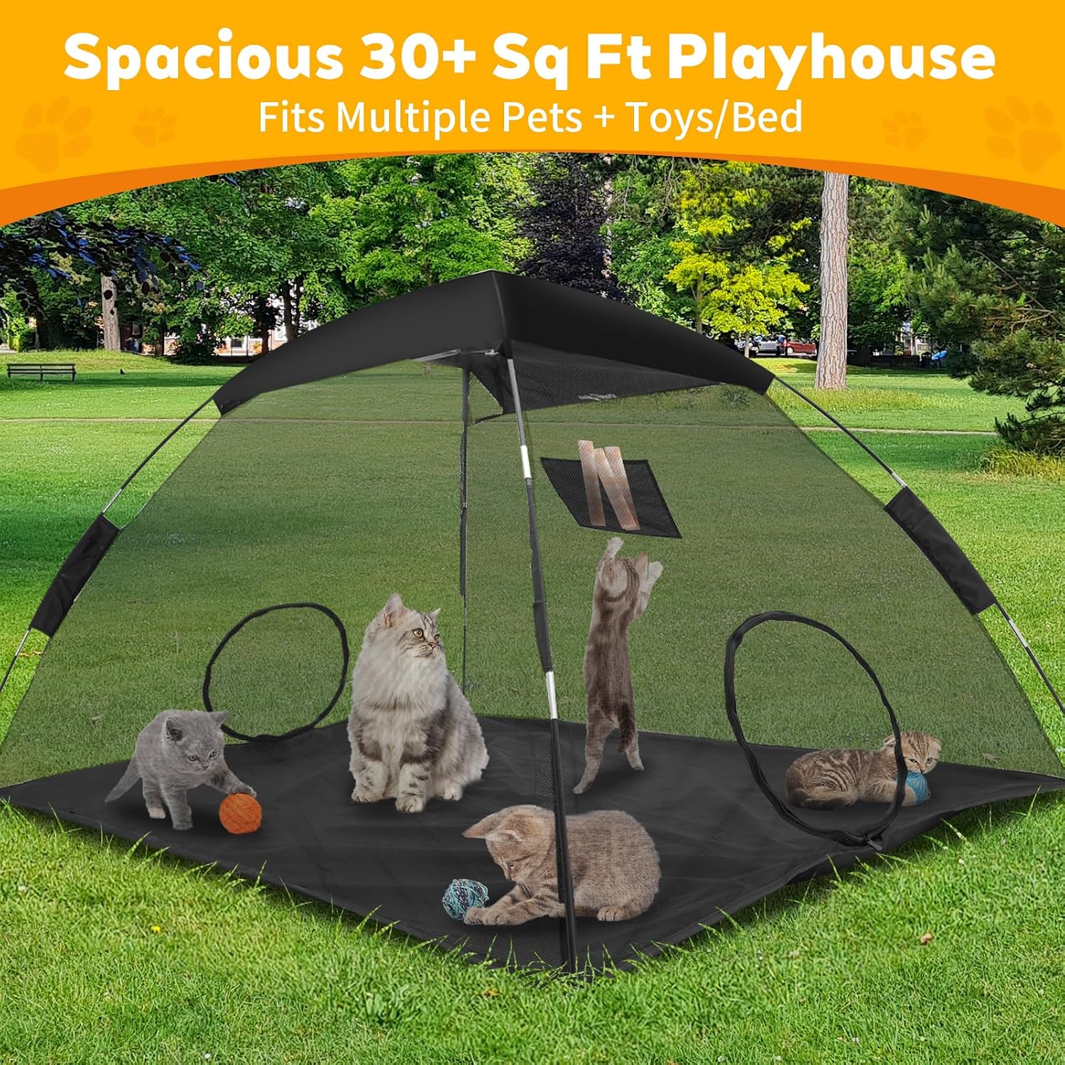 GEERTOP Portable Pet Tent for Cats Outdoor Camping Playpen Sunshade Cat Enclosures for Indoor Kittens Rabbits Guinea Pigs Small Animals Mesh House