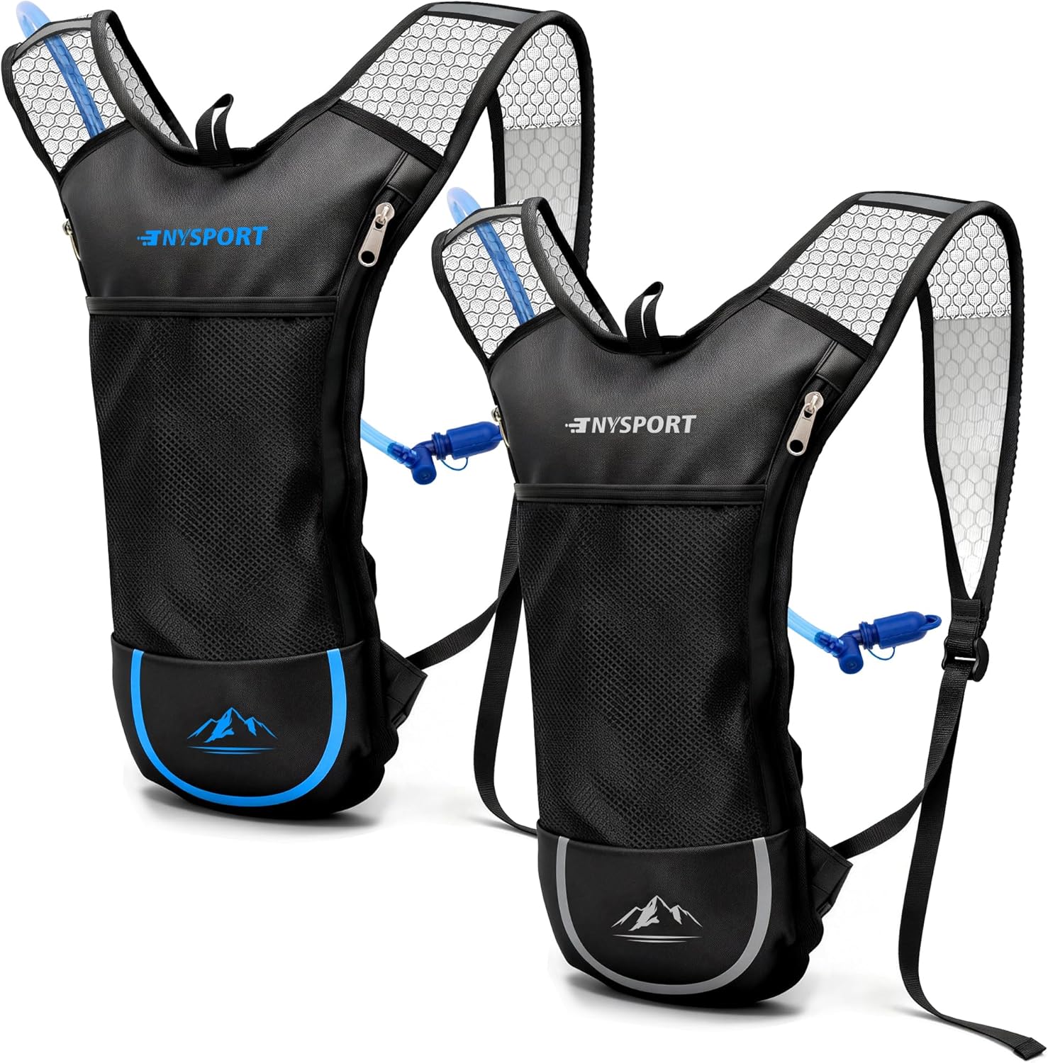 Lightweight 2 Pack Hydration Backpack with 2L Water Bladder for Hiking | Breathable Reinforced Shoulder Straps, Odorless & Explosion-Proof Bladder, 3 Layer Pockets Water Bag, for Running Cycling