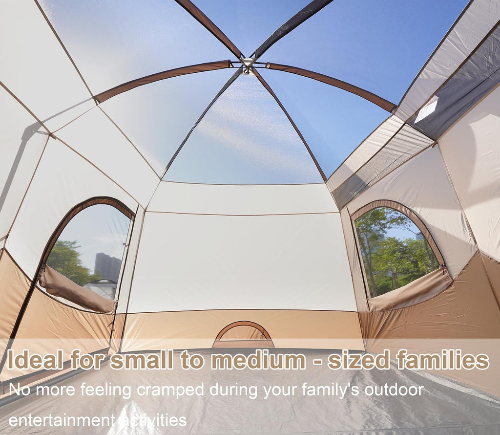Vidalido Tents，8-10 Person Camping Tent with Extended Vestibule，2 Room Weather Resistant Family Tents，Easy Install Waterproof Outdoor Tent for Camping Hiking