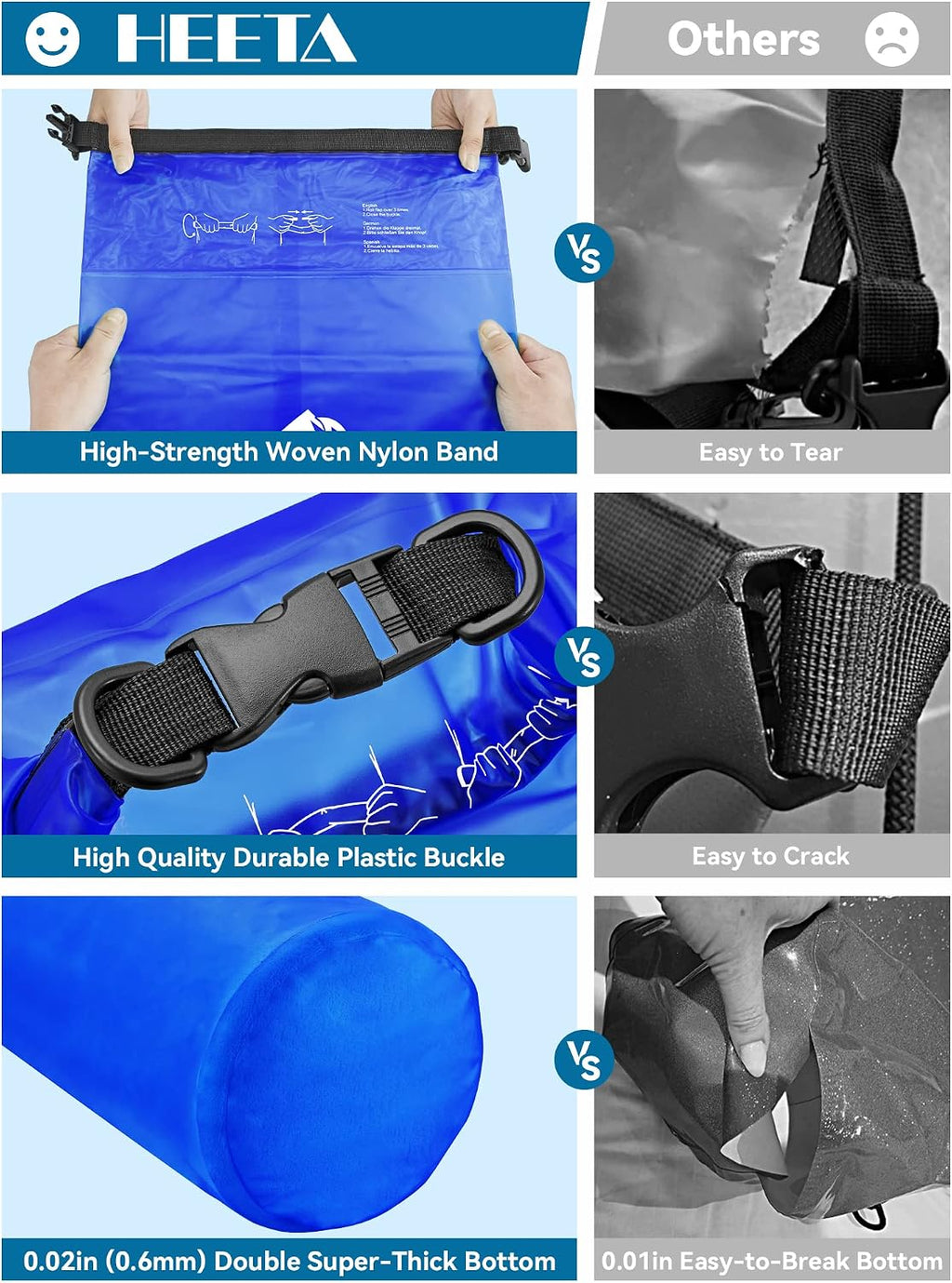 HEETA Dry Bag Waterproof Backpack with Phone Case 5L/10L/20L/30L/40L
