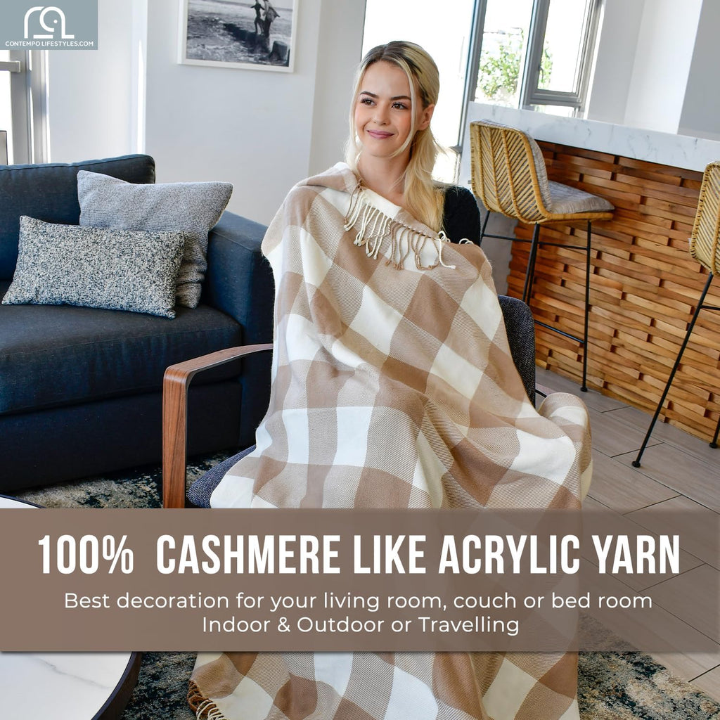 Blankets - Buffalo Plaid Throw Blanket - Decorative Classic Blanket - Comfortable and Ultra-Soft - Lightweight & Indoor Outdoor Blanket - Ideal for Living Room, Couch, Travelling All Seasons