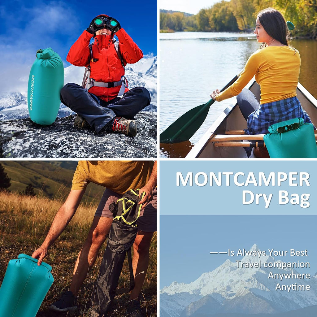 Waterproof Dry Bag Set (5L+10L+20L) – 30D Nylon Roll Top Dry Sacks with PU Coating, Lightweight Storage for Kayaking, Camping, Hiking, Fishing & Beach (Turquoise Blue)