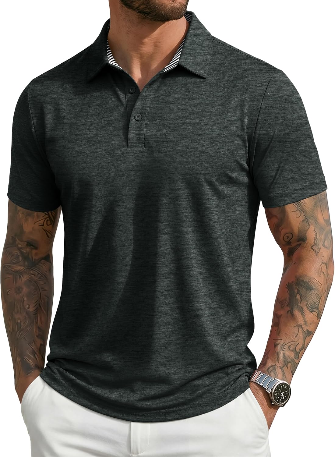 MAGCOMSEN Men's Short Sleeve Polo Golf Shirts 3-Button Moisture Wicking Athletic T-Shirts Casual Collared Shirt