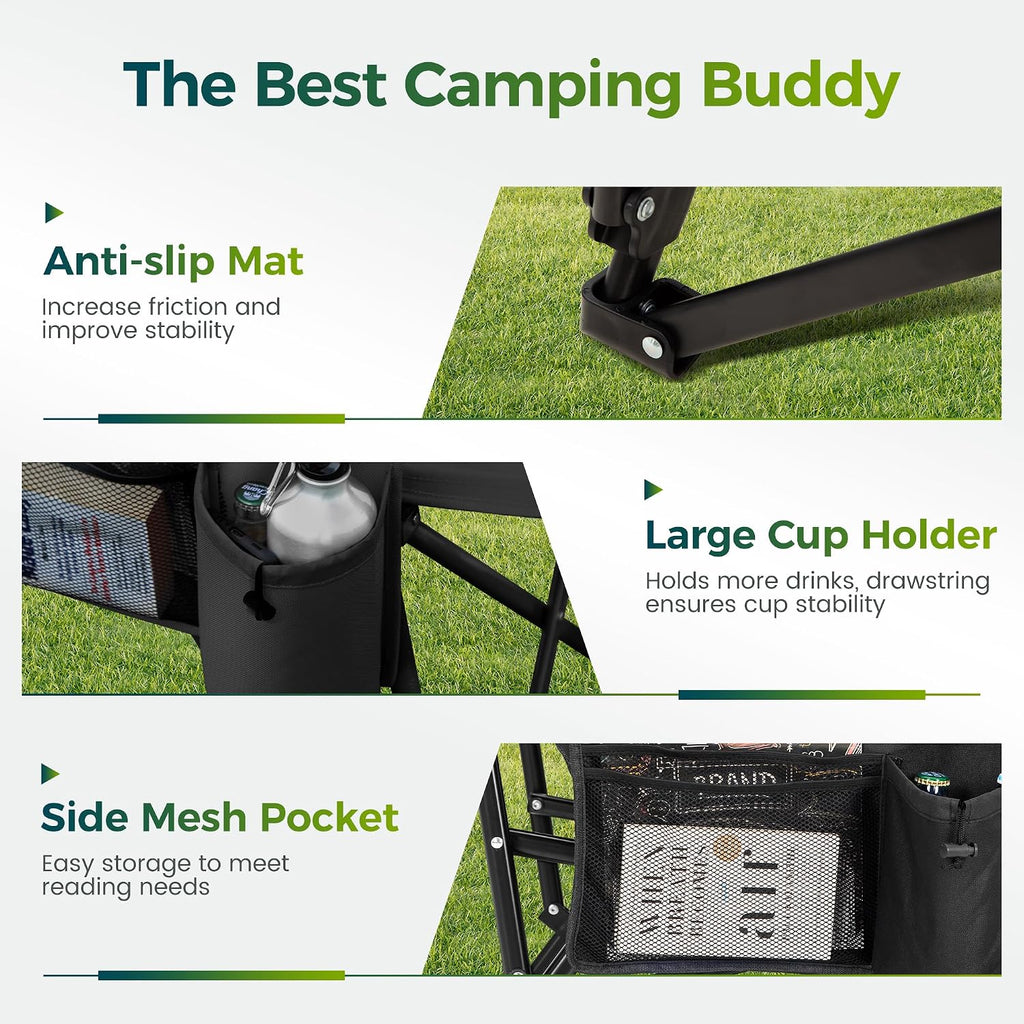ALPHA CAMP Oversized Camping Chair for Adult Lawn Chair for Outdoor Camping