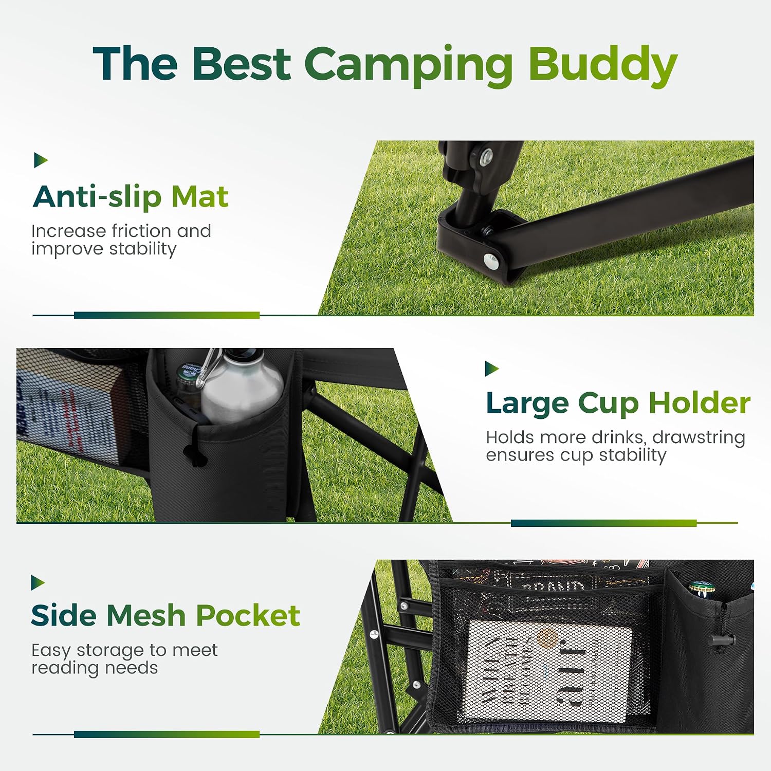 ALPHA CAMP Oversized Camping Chair for Adult Lawn Chair for Outdoor Camping