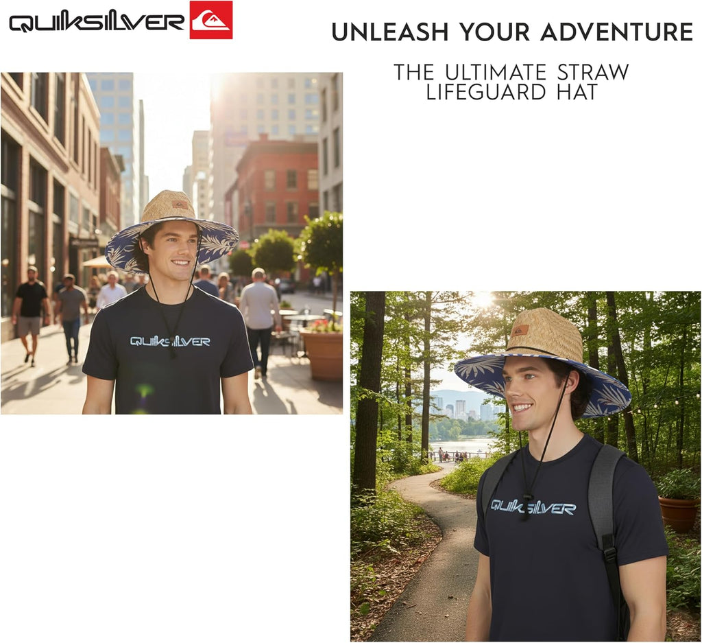Quiksilver Men's Wide Brim Outdoor Lifeguard Straw Sun Hat