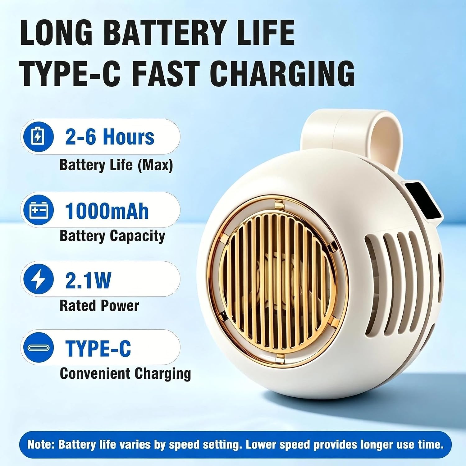 Wearable Clip Fan Rechargeable, 360° Rotating Mini Personal Fan, 5 Speed Bladeless Portable Neckline & Waist Cooling Fan for Outdoor Work, Construction, Camping, Gardening,Office, Travel Essentials